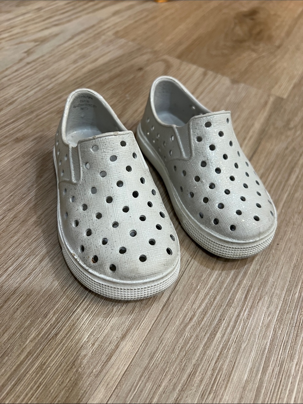Kids Slip-On Perforated Casual Shoes in Off-White
